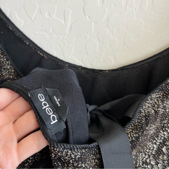 Bebe Black Gold Tie Back Bodysuit - Picture 8 of 9